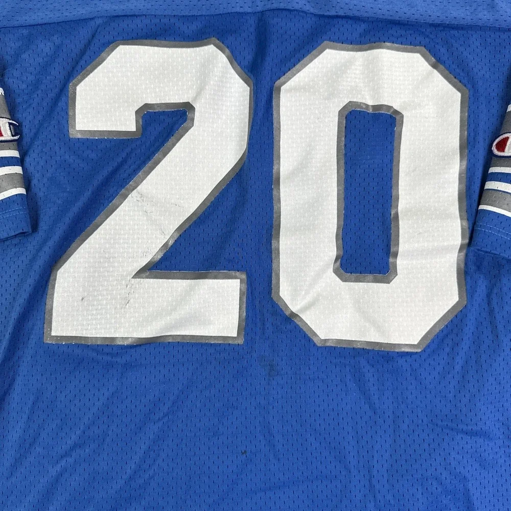 VTG Champion Detroit Lions Barry Sanders Football Jersey Men 52 Blue Made in USA - Picture 11 of 16